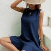 Women's Ruffle Hem Sleeveless Tank Dress Round Neck Casual Smock Summer Mini Dresses