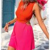 41lqc-DeJBL.jpg Women's Color Block Tank Dress Crew Neck Sleeveless Cut Out A Line Summer Mini Dresses