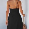Women Spaghetti Strap Summer Dress Surplice V Neck Wrap Waist Tie Casual Beach Sundress Holiday Vacation Mini Dress