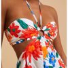 41m9f553toL.jpg Women's Floral Print Cut Out Sleeveless Halter Mini Dress Holiday Flowy Vacation Dresses
