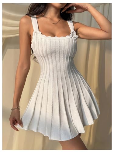 41mdQBX-auL.jpg Women's Summer Sleeveless Knit Sweater Dress Scoop Neck Flowy Beach Mini Dresses Date Outfits