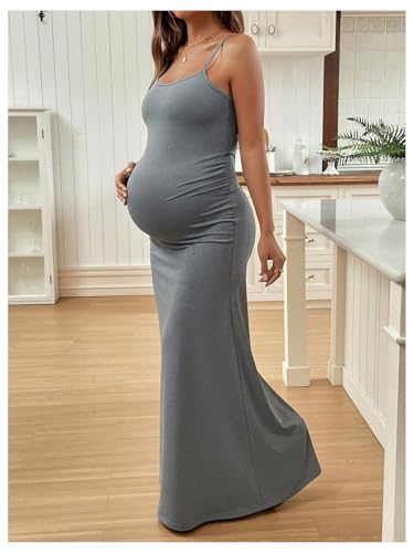 41nYb24p2CL.jpg Women's Maternity Dress Sleeveless Spaghetti Strap Summer Long Pregnancy Dresses