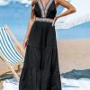 41nen9IhIRL.jpg Summer Dress for Women 2024 Smocked Sleeveless Self Tied Spaghetti Straps Long Beach Casual Dress