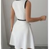 41oN1tyQ0zL.jpg Women's Summer Sleeveless Knitted Mini Dress Button Color Block Party Short Dresses