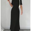 Women's Summer Dress Crew Neck Short Sleeve Split Casual Bodycon Long Dresses
