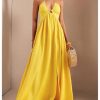 Women's Summer Halter Maxi Dress Sleeveless V Neck Split A Line Flowy Long Dresses Vacation Sundress