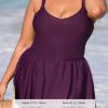 Plus Size Swimsuit for Women One Piece Bathing Suit Scoop Neck Ruffled Swim Dress Adjustable Straps