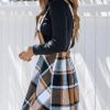 Women's Overall Dress Square Neck Plaid Sleeveless Casual Short A Line Cute Fall Mini Pinafore Dresses