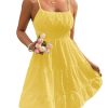 41qaoAmF6nL.jpg Women's Swiss Dots Sleeveless Ruched Bust Ruffle Hem Cami Short Dress