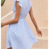 41sR76T4OoL.jpg Women's Summer Party Striped Dress Ruffle V Neck A Line Flowy Beach Mini Dresses