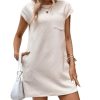 Women's Summer Dresses Round Neck Cap Sleeve T Shirt Mini Dress with Pockets