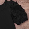 Girl's Appliques Mesh Puff Short Sleeve Bodycon Pencil Midi Dresses