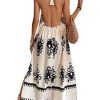 Women's Backless Halter Cami Dress Boho Print Sleeveless Split Hem Long Summer Dresses