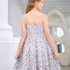 Girl's Spaghetti Strap Ruched Cami Dress Floral Print Ruffle Flared Mini Dresses