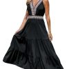41v0qXnLJ5L.jpg Summer Dress for Women 2024 Smocked Sleeveless Self Tied Spaghetti Straps Long Beach Casual Dress