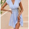 41vUxSYsFVL.jpg Women's Summer Party Striped Dress Ruffle V Neck A Line Flowy Beach Mini Dresses