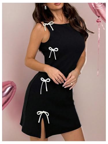 Women's Summer Sleeveless Bow Knot A Line Mini Dress Party Evening Tank Dresses