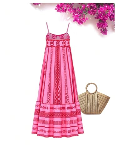 41wlLj-jrZL.jpg Women's Summer Boho Printed Maxi Dress Spaghetti Strap Ruffle Hem Flowy Long Cami Dresses Sundress