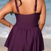 Plus Size Swimsuit for Women One Piece Bathing Suit Scoop Neck Ruffled Swim Dress Adjustable Straps