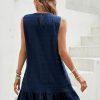 Women's Ruffle Hem Sleeveless Tank Dress Round Neck Casual Smock Summer Mini Dresses