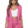 Women's 2 Piece Solid Ruched Sleeve Blazer and Pants Business Office Suit Set