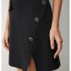 41yizZHrGiL.jpg Women's Crew Neck Sleeveless Mini Dresses Split Button Elegant Formal Dresses
