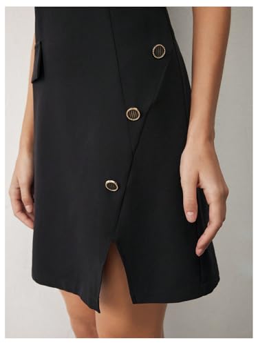 41yizZHrGiL.jpg Women's Crew Neck Sleeveless Mini Dresses Split Button Elegant Formal Dresses