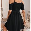 41z5QK6pRrL.jpg Women's Ruffle Cold Shoulder Dress Cut Out Short Sleeve A Line Summer Dresses