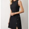 41z5YPfsukL.jpg Women's Crew Neck Sleeveless Mini Dresses Split Button Elegant Formal Dresses