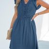 Summer Dress for Women Casual Spring V Neck Lace Appliques Cap Sleeves Hollow Out Beach Mini Dress