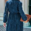 Women Ruffle Lace Mini Fall Dresses Semi Formal Wedding Guest Dress V Neck Long Puff Sleeve Elastic Waist Tie