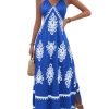 41zsVjTi16L.jpg Women's Summer Printed Maxi Dress V Neck Spaghetti Strap Split Flowy Cami Dresses Sundress