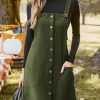 51-jddtR-L.jpg Casual Dresses for Women Square Neck Button Front Sleeveless Pockets A Line Mini Overall Dress