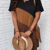 5102BkFU87L.jpg Women's Plus Size Dress Color Block Short Sleeve T Shirt Dress Casual Summer Dresses