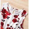 Girl's Floral Midi Dress Crew Neck Sleeveless Bow Knot A Line Summer Boho Tank Dresses