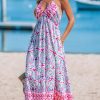 51088x4uDTL.jpg Women Backless Floral Summer Dress Plunging V Halter Neck Spaghetti Strap Ruffle Casual Beach Holiday Maxi Dress