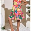 510yQGv5D3L.jpg Girl's Summer Dresses Square Neck Ruffle Sleeveless Vacation Short Flared Dress