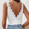 511HfsHwpfL.jpg Women's Contrast Lace Backless Tank Top V Neck Sleeveless Shirts Top