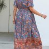 512NLxMNIYL.jpg Women's Plus Size Summer Dress V Neck Short Ruffle Sleeves Flowy X Line Maxi Dress Wide Belt