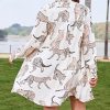 514aEliPGOL.jpg Dress Button Down Shirt Dress Long Sleeve Blouse Top Leopard Print