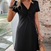 Women's Casual Short Sleeve V Neck Tee Shirt Dress Twist Front A Line Short Dresses