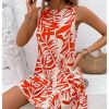515IPXIkDAL.jpg Women's Boho Knot Back Sleeveless Swing Shift Dress Flounce Ruffle Hem Summer Dresses