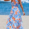 Women's Summer Dresses Abstract Floral One Shoulder A Line Smocked Tiered Maxi Dress