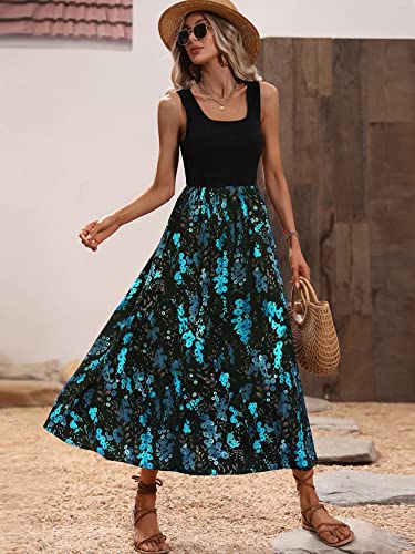 517ID4LKMLL.jpg Women's Scoop Neck Button Front Tank Dress Sleeveless Floral Print Mini Dresses