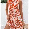 517d4dDWeNL.jpg Women's Boho Knot Back Sleeveless Swing Shift Dress Flounce Ruffle Hem Summer Dresses