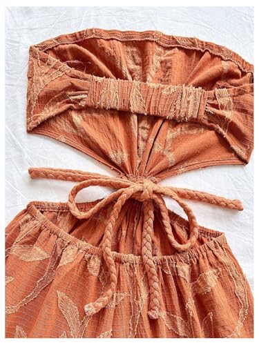 517zJn2ExkL.jpg Women's Boho Cutout Open Back Tie Tube Rompers Summer Strapless Shorts Jumpsuit