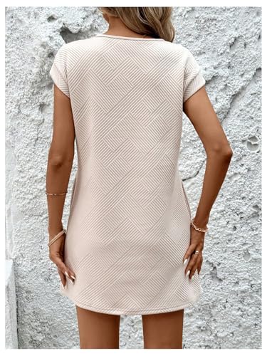 Women's Summer Dresses Round Neck Cap Sleeve T Shirt Mini Dress with Pockets