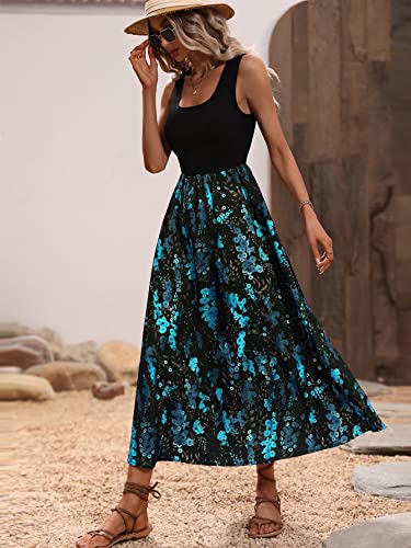 51Bg8HK3XdL.jpg Women's Scoop Neck Button Front Tank Dress Sleeveless Floral Print Mini Dresses