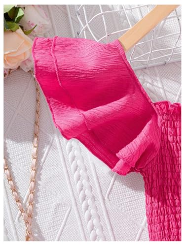 51COD597EcL.jpg Girl's Birthday Dresses Sleeveless Square Neck Shirred Ruffle Flowy Summer Short Dress