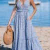 51CWDTC4V4L.jpg Women's Plunging V Neck Sleeveless Floral Boho Backless Ruffled Beach Summer Maxi Dresses with Pockets